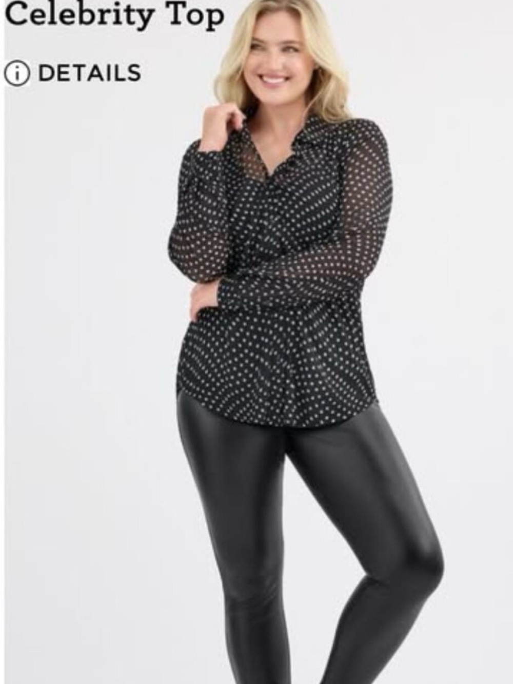 CAbi Celebrity Top - Style 4716 Black Star-Print Mesh Button-Down Shirt